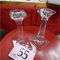 PAIR OF CRYSTAL CANDLESTICKS 7.5 IN