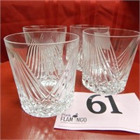 SET OF 4 ETCHED "B" DOF GLASSES