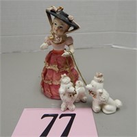 LADY WITH POODLES FIGURINE 6 IN