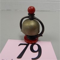 BRASS BELL WITH RED BASE, POSSIBLY BAKELITE 3 IN