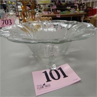 HEISEY ROSALIE DOLPHIN FOOTED  ETCHED GLASS BOWL