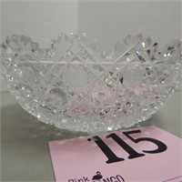 GORGEOUS SAWTOOTH CUT GLASS BOWL 8 IN