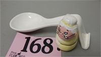 NATIONAL POTTERIES SPOON REST & RECIPE HOLDER