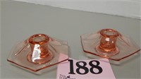 PAIR OF HEISEY CANDLE HOLDERS 5 IN