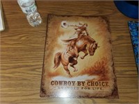tin cowboy sign