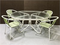 Vintage glass top patio table & chair set