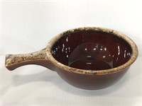 Vintage Hull brown ceramic cookware bowl w/ handle
