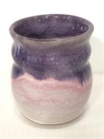 Pink and purple signed pottery made clay vase