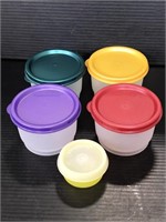 Four vintage Tupperware 4oz containers plus one