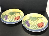 Matching hand painted fruit dinner plates