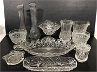 Eleven assorted cut glass pieces