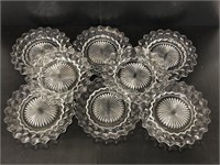 Set of eight cut glass appetizer plates