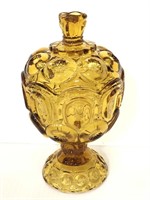 Vintage cut glass amber candy dish