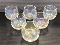 Six iridescent punch glasses