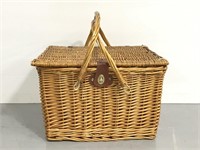 Large handled wicker picnic basket