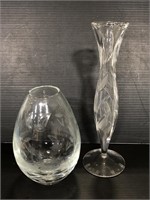 Krosno and other etched and cut glass vases