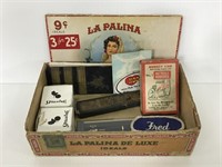 Vintage cigar box item collection