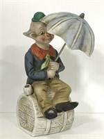 Vintage ceramic keg clown figure