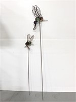 Metal bird and bug garden stakes