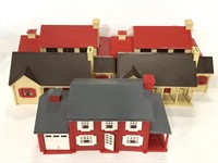 Five small miniature plastic doll houses