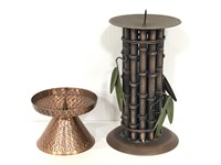 Two metal candlestick holders