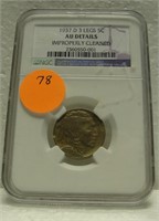 1937-D 3-LEGS BUFFALO NICKEL - GRADED AU DETAILS