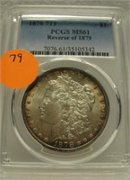 1878 7TF - REV. OF 79 MORGAN SILVER DOLLAR - MS61