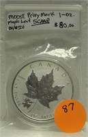 2017 CANDA MAPLE LEAF $5 SILVER COIN W/MOOSE MARK