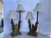 Pair Dual Shade Table Lamps