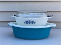 Pyrex Horizon, Blue Flower Casserole Dishes