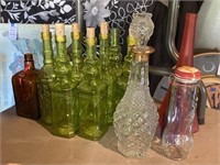 Assorted Glass Bottles, Green Wine Bottles