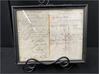 19th Century Paper Receipts in Frame