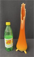 Mid Century Modern 14" Orange Slag Swung Vase