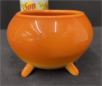 Mid Century Orange Slag Glass Candy Bowl