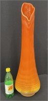 26" Mid Century Orange Slag Glass Swung Vase
