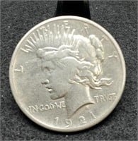 1921 Peace Silver Dollar, AU, Key Date