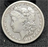 1892-CC Morgan Silver Dollar, XF+