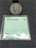 1932-D Washington Silver Quarter, F15, Key Date