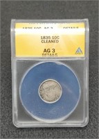 1835 slab Capped Liberty Bust Dime