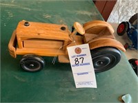 OLD WOODEN TOY TRACTOR