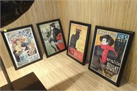 Set of 4 French Art Posters, Framed