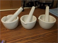 3 large mortar and pestle