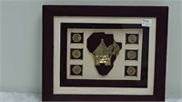 Brass African art in shadow box 12.5 in by 10.5