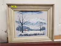 OIL ON CANVAS PRINT-WINTER SCENE, SIGNED