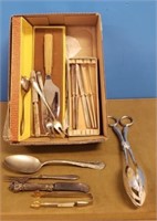GROUP OF ASSORTED SILVER PLATE SERVING UTENSILS