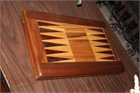 All Wood Folding Backgammon Board Game
