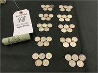 Roll of 50 Silver Dimes, Minted 1947-1964