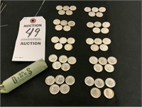 Roll of 50 Silver Dimes, Mint Dates 1961-1964