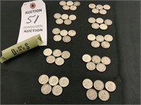 Roll of 50 Silver Dimes, Minted 1946 - 1964