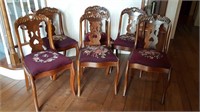 6 ANTIQUE CARVED BACK CHAIRS